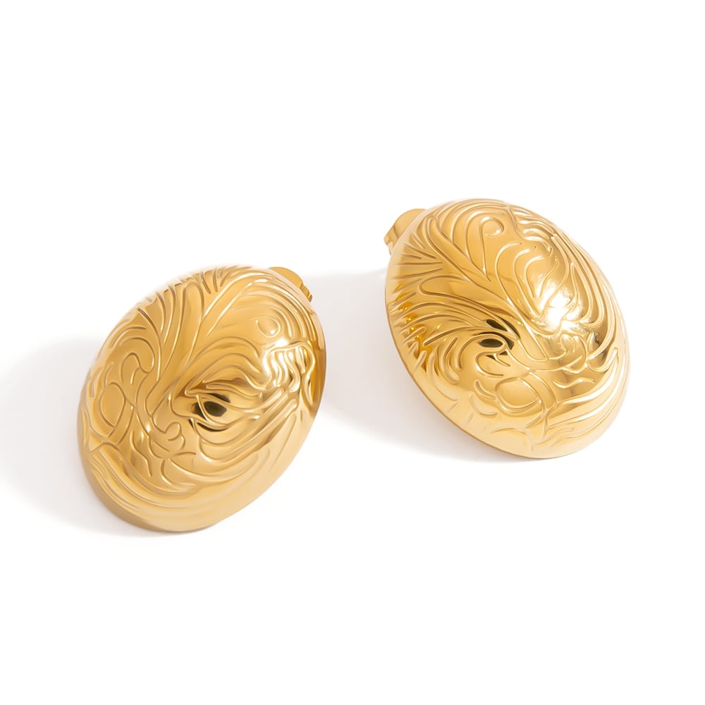Stainless Steel Gold Color Stud Earrings