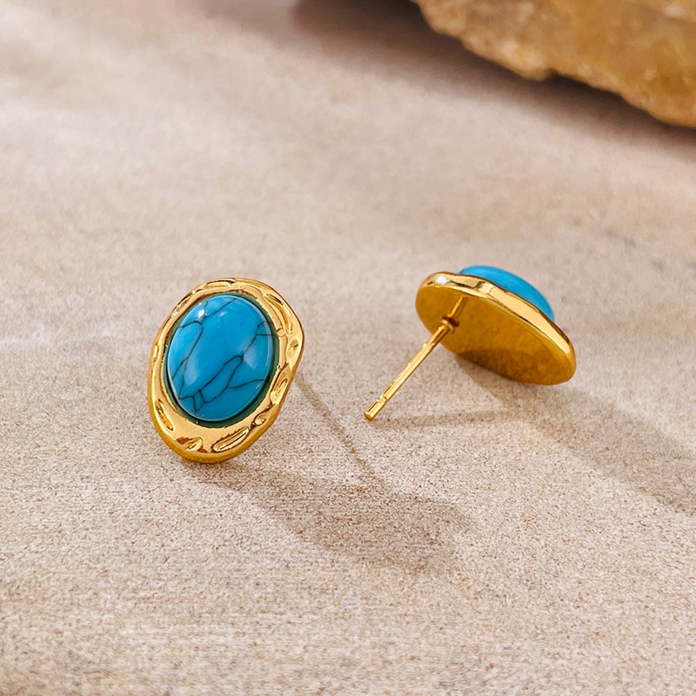 1 Paar einfache Serie lässig geometrische Edelstahl Gold Farbe Damen Ohrstecker h5Bild3