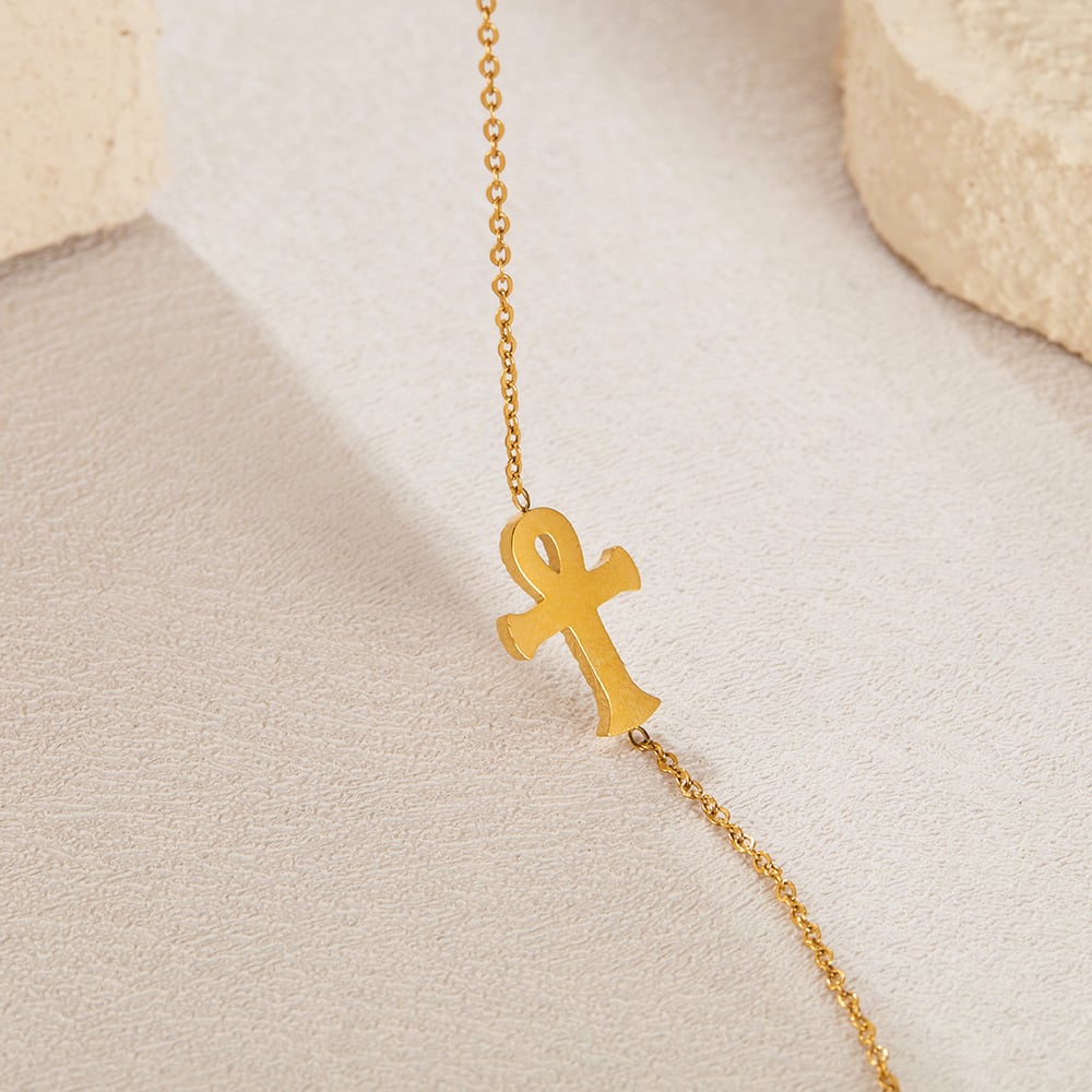 Kreuz Edelstahl Gold Farbe Charm Armbänder h5Bild6