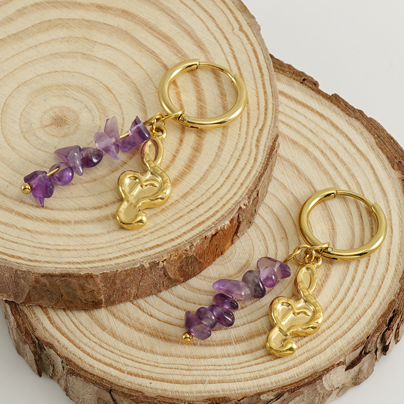 Note Stainless Steel Gold Color Drop Earrings h5Picture3