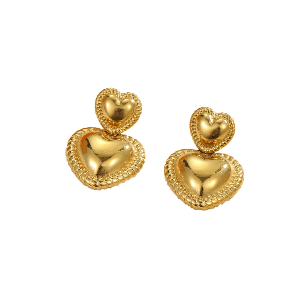 1 Pair Romantic Series Daily Heart Stainless Steel   Gold Color  Women's Dangle Earrings Picture5