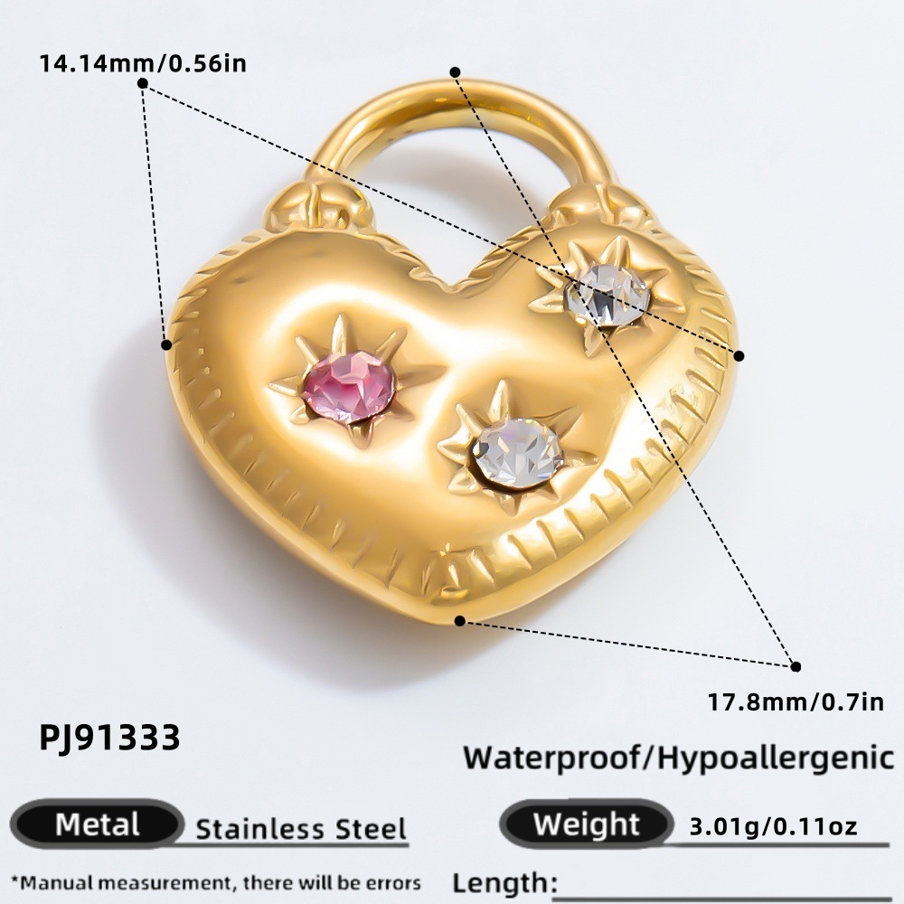 Sweet Heart Stainless Steel Gold Color DIY Pendants