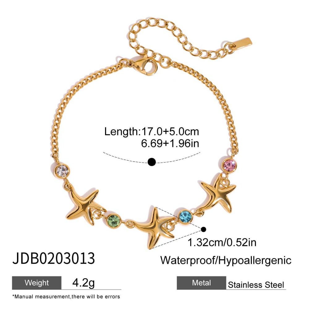 style starfish stainless steel  gold color charm bracelets