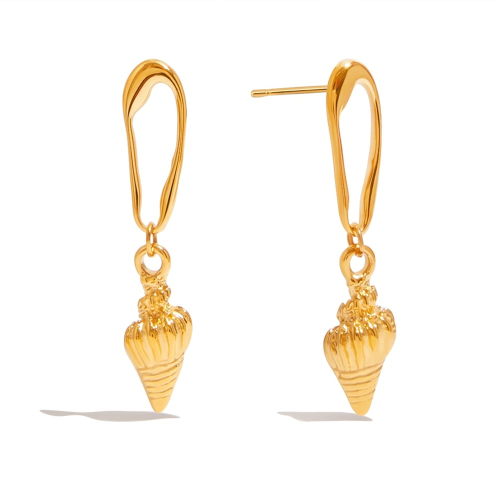 Whelk Stainless Steel Gold Color Drop Earrings Picture4