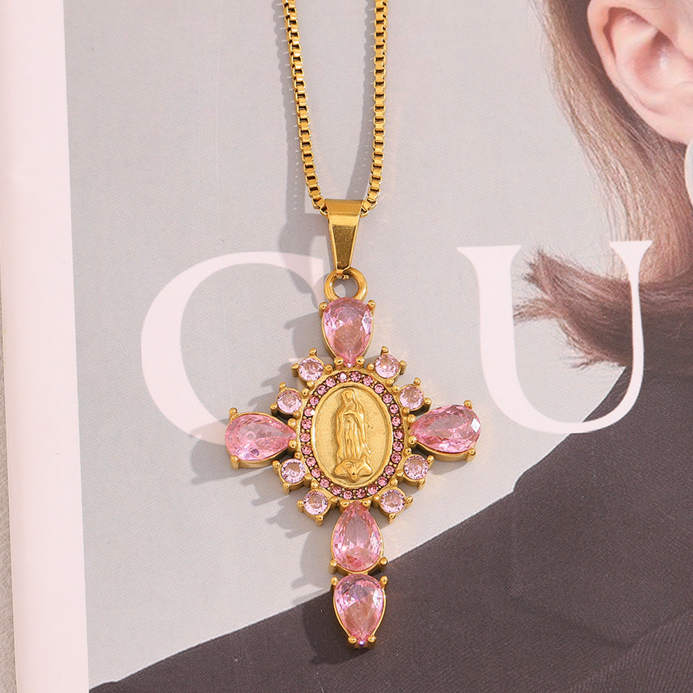 Luxurious Series Classic Cross Stainless Steel Women's Pendant Necklaces h5Picture3