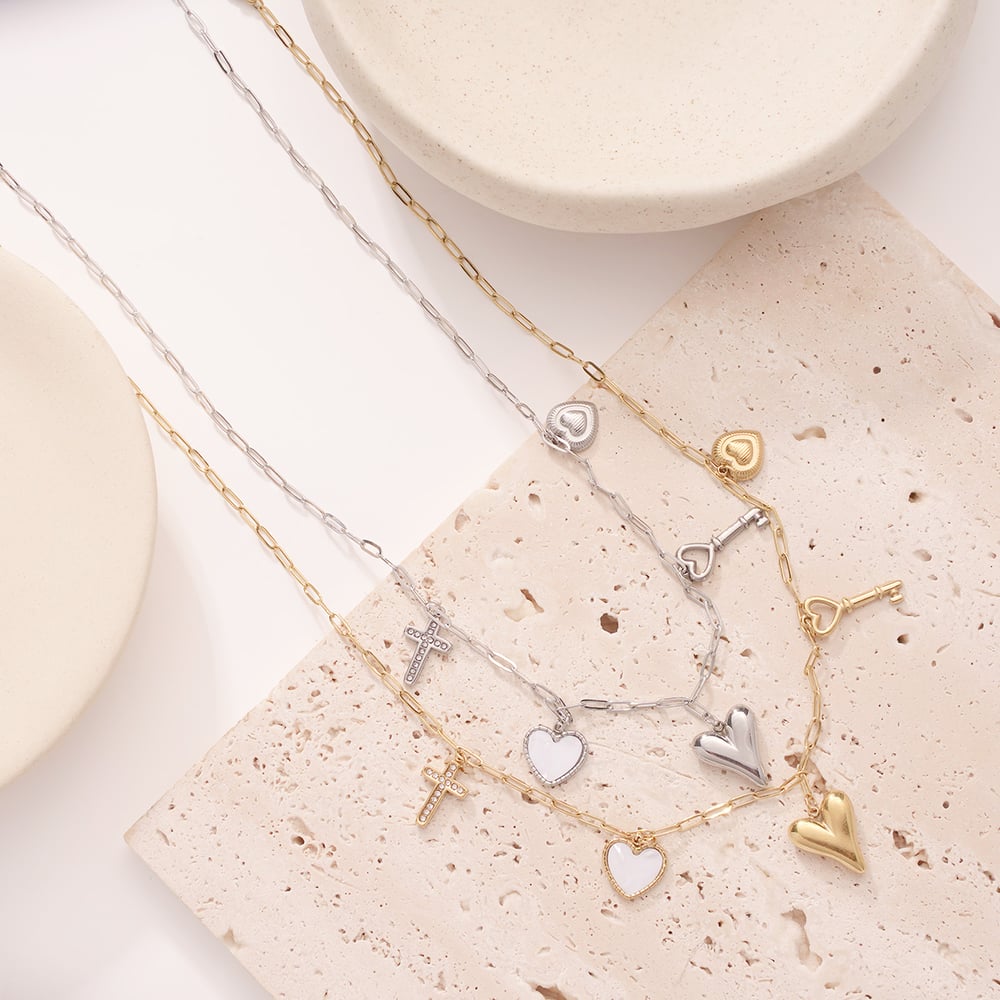 Sophisticated Heart Stainless Steel Gold Color Women's Pendant Necklaces h5Picture4