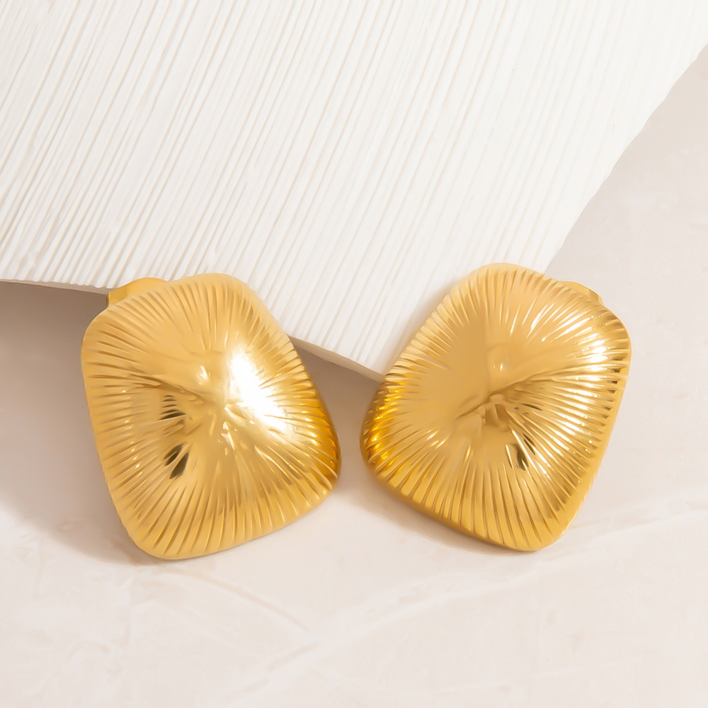 Stainless Steel Gold Color Stud Earrings h5Picture4