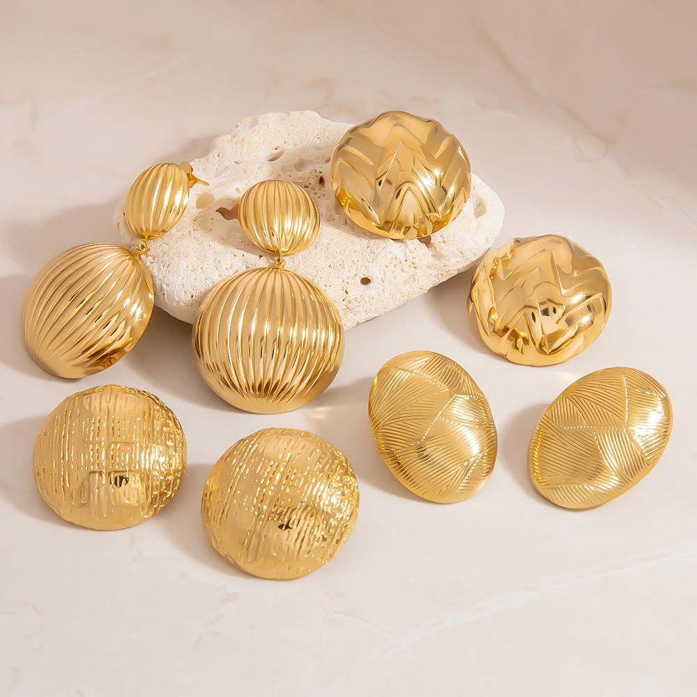 Stainless Steel Gold Color Stud Earrings Picture3