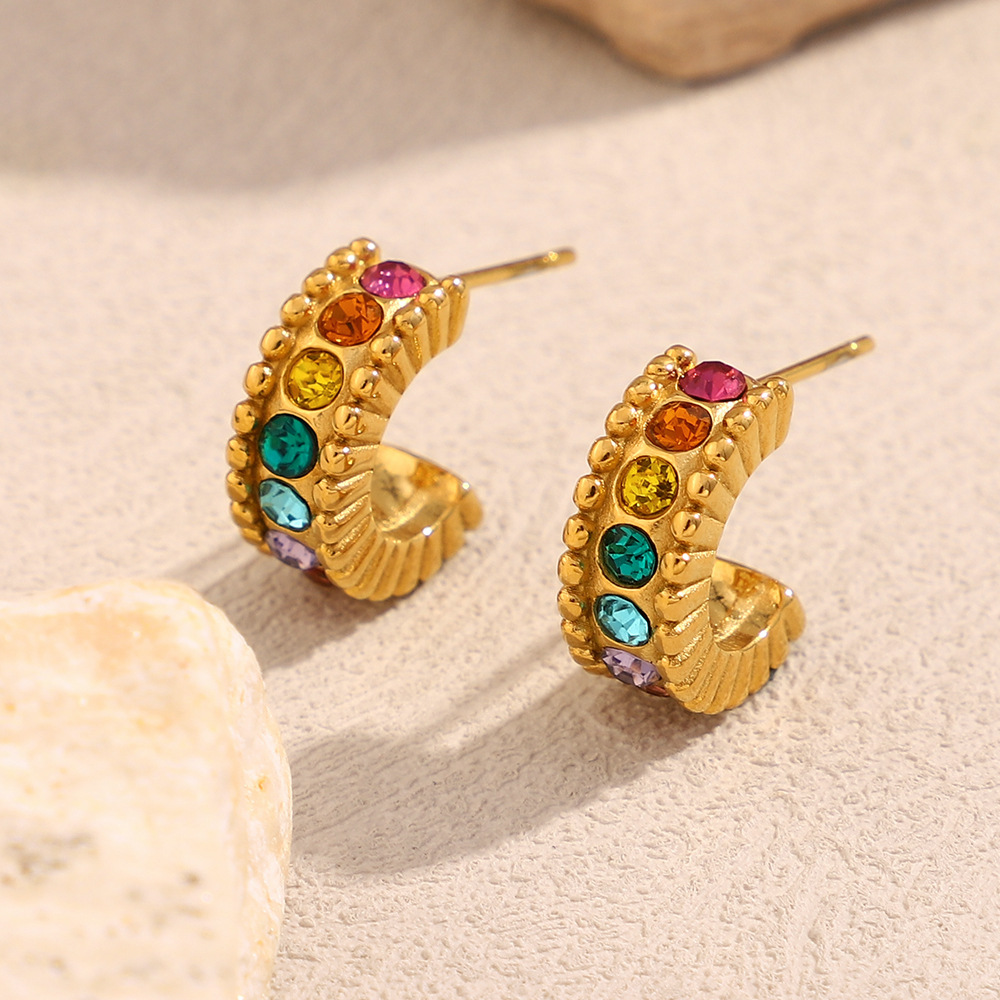 1 Piece Luxurious Series Elegant Solid Color Stainless Steel Women's Stud Earrings h5Picture3