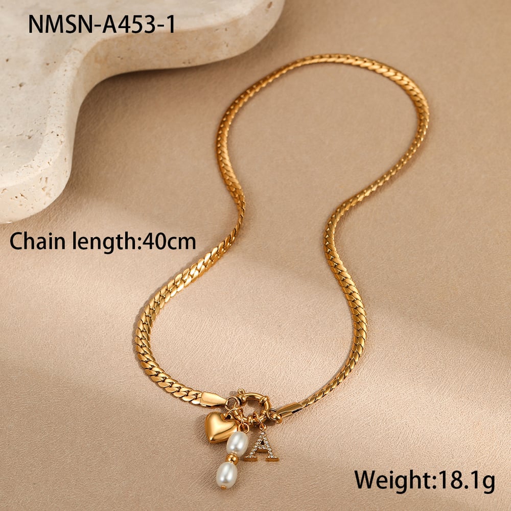 1 Pair Simple Series Simple Heart Stainless Steel   Gold Color  Women's Pendant Necklaces