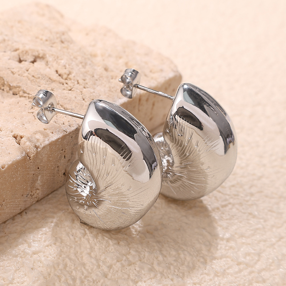 Simple Stainless Steel  Gold Color Stud Earrings h5Picture2