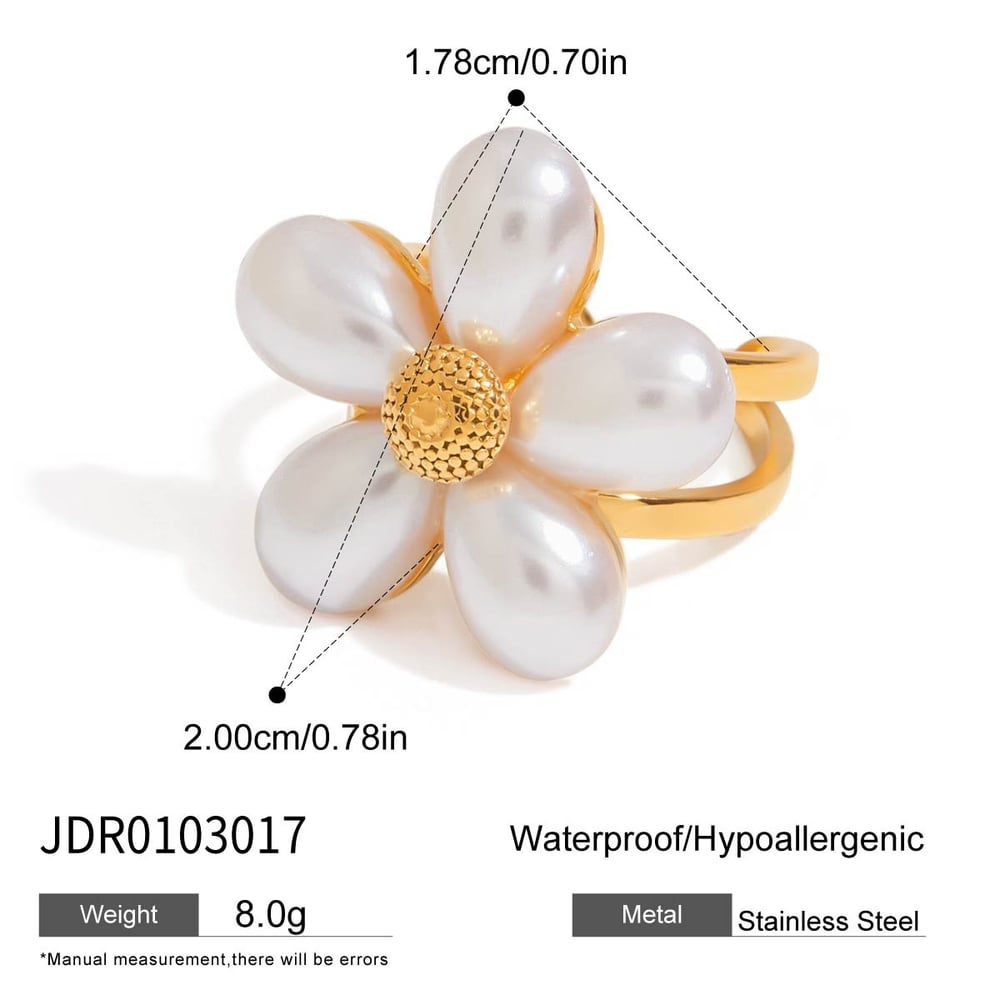 Romantic Flower Stainless Steel Gold Color Statement Ring h5Picture2