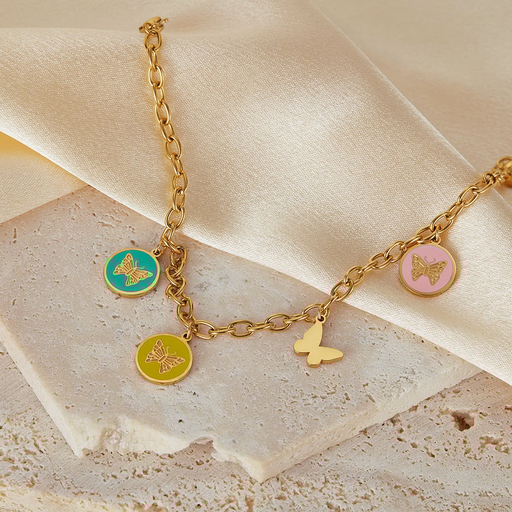 Fußkettchen mit Schmetterlings-Motiv aus Edelstahl in Goldfarbe h5Bild5