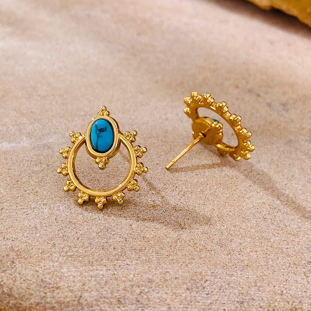 1 Paar Simple Series Tägliche geometrische Edelstahl Goldfarbene Damen-Ohrstecker Bild5