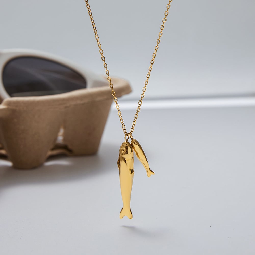 Fish Stainless Steel Gold Color Pendant Necklaces h5Picture4