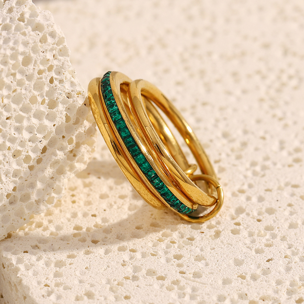 Luxury tyle Color Block Stainless Steel Women's Rings h5Picture3