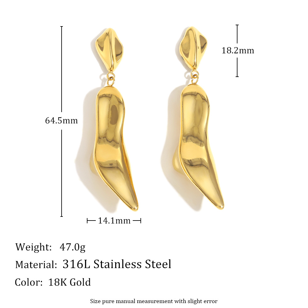 Casual Solid Color Stainless Steel Women's Drop Earrings Picture4