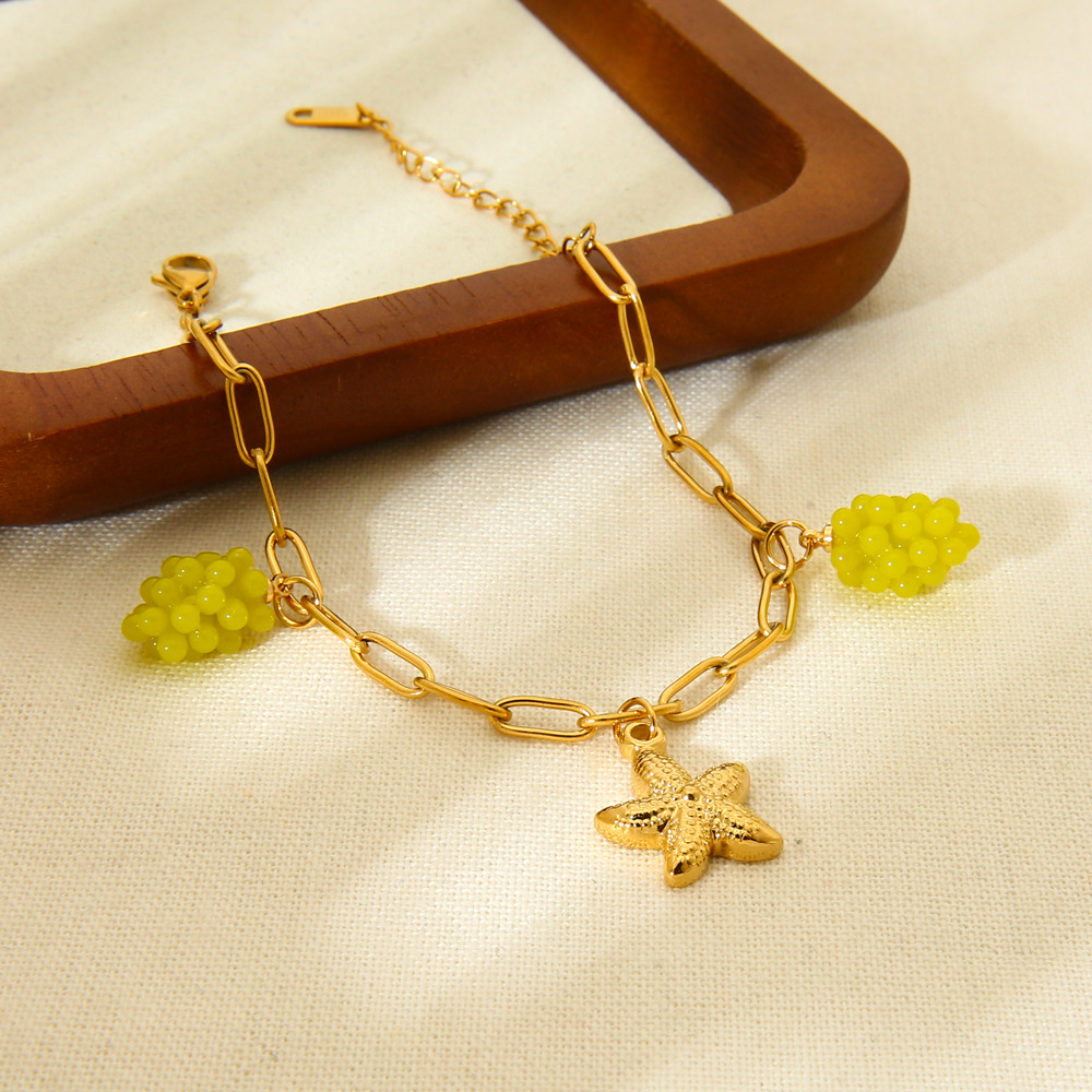 Einfache Serie Süße Edelstahl Gold Farbe frauen Charm Armbänder h5Bild4