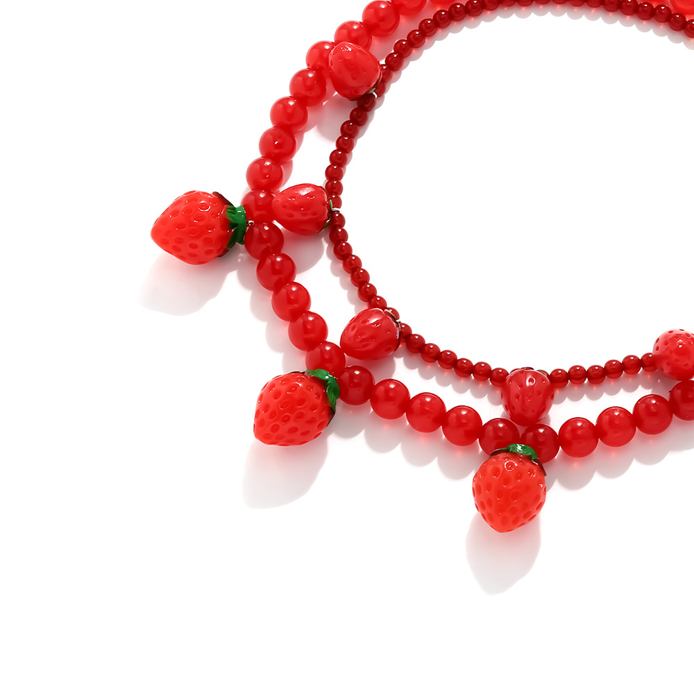 Sweet Strawberry Layered Beaded Necklace h5Picture4