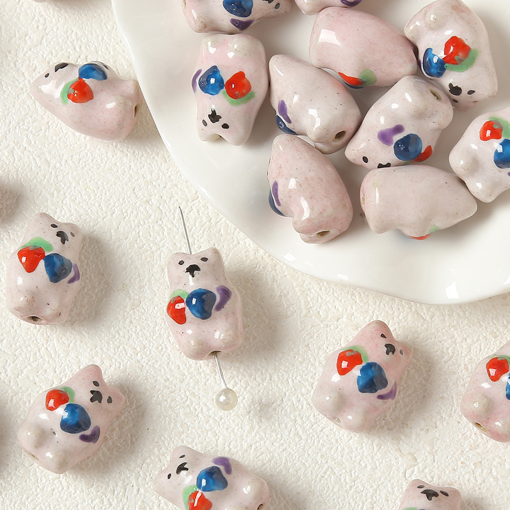 1 Piece Cute Animal Ceramics DIY Jewelry Bead h5Picture4