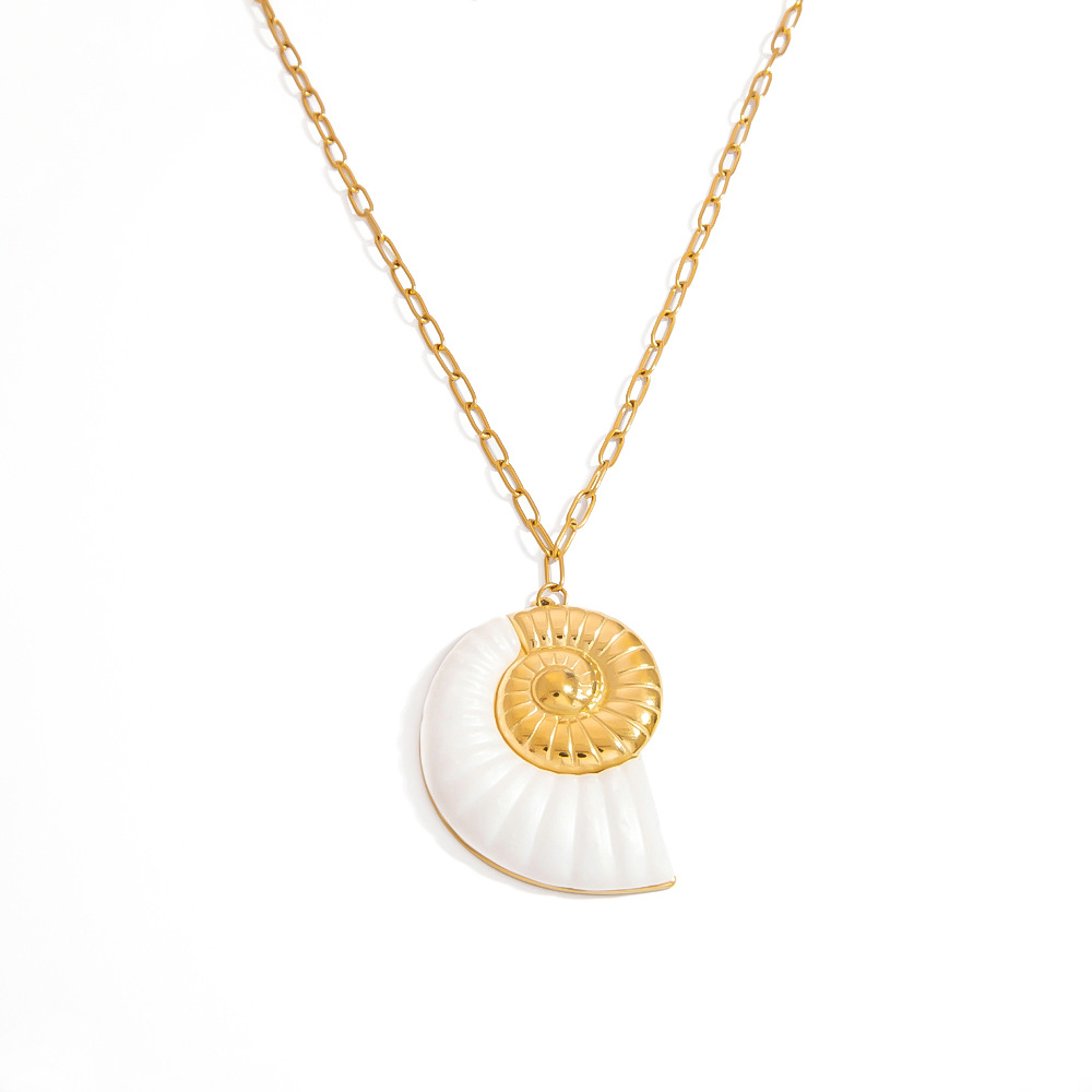 1Luxurious Conch  Stainless Steel  Gold Color  Women's Pendant Necklaces h5Picture5