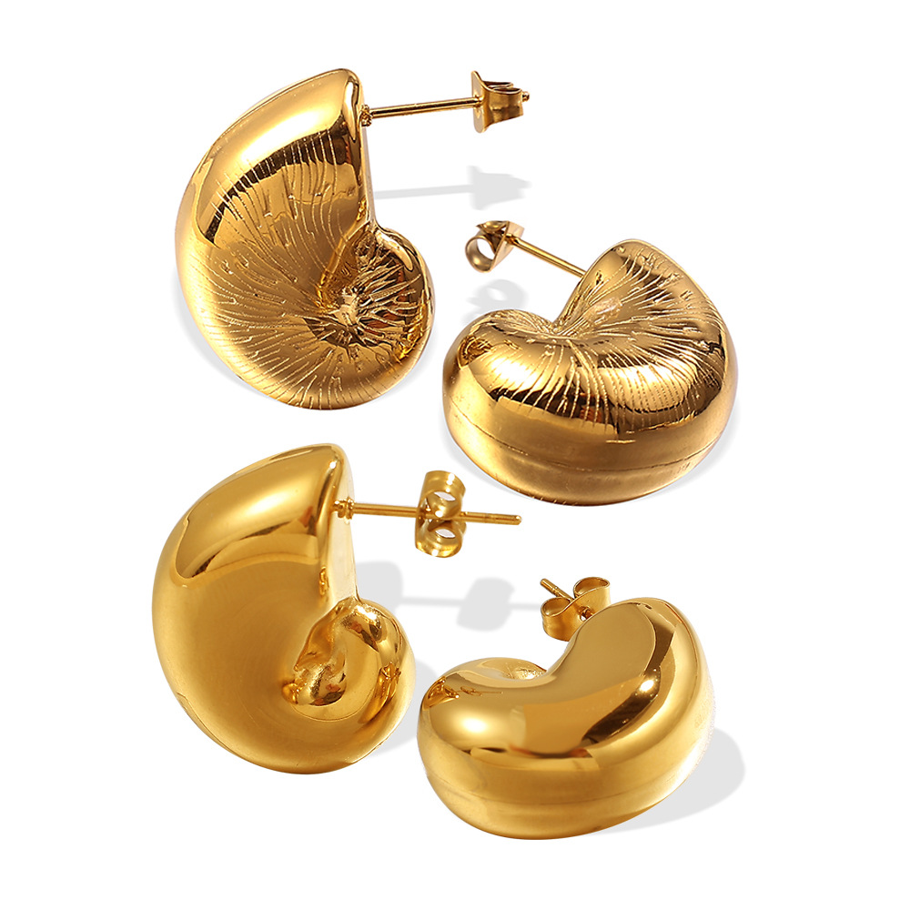 Simple Stainless Steel  Gold Color Stud Earrings h5Picture5