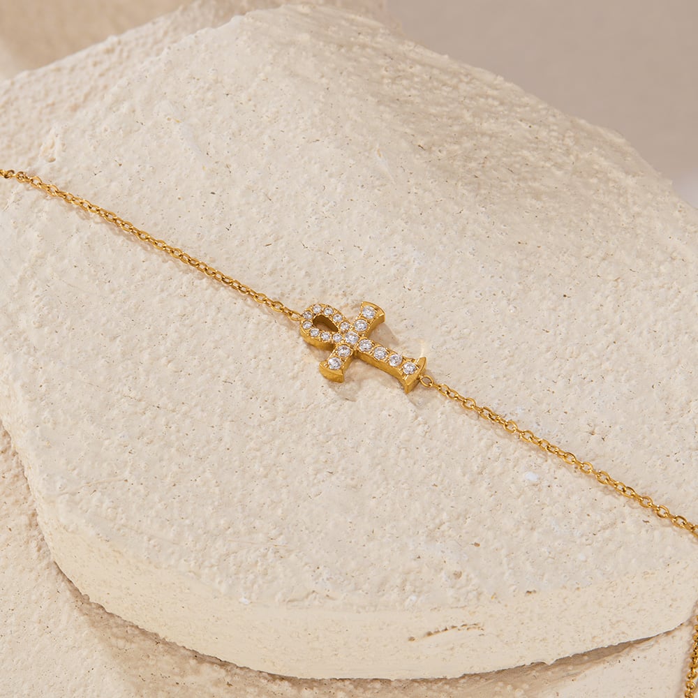 Kreuz Edelstahl Gold Farbe Charm Armbänder h5Bild5