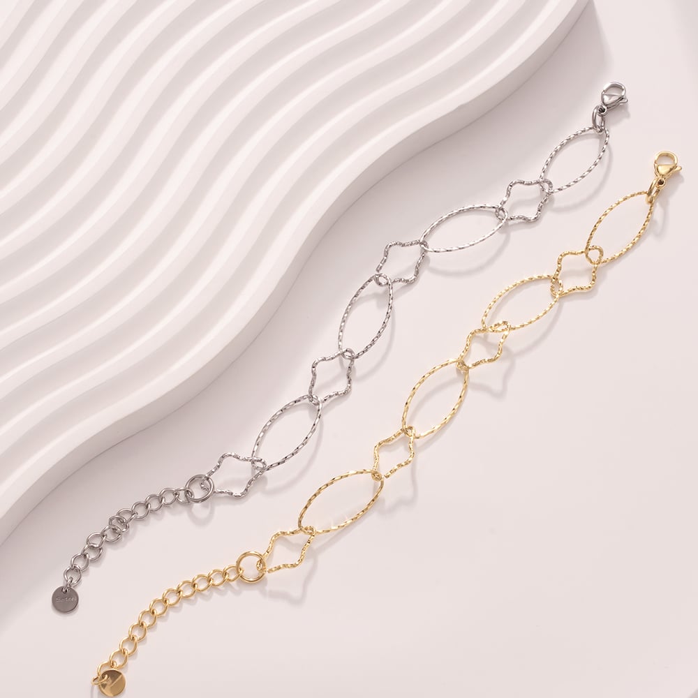 Sophisticated Oval Stainless Steel Gold Color Women's Charm Bracelets Picture6