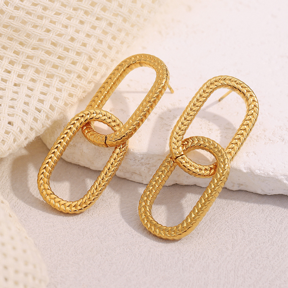 Casual Solid Color Stainless Steel Women's Stud Earrings h5Picture5