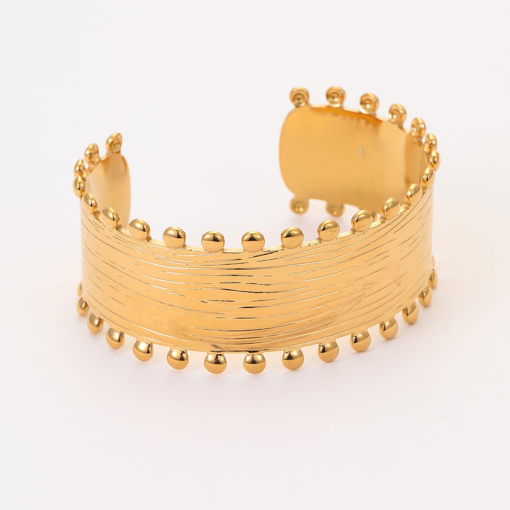 1 Piece Luxurious Series Elegant Strip Stainless Steel Gold Color Women's Bangles h5Picture6