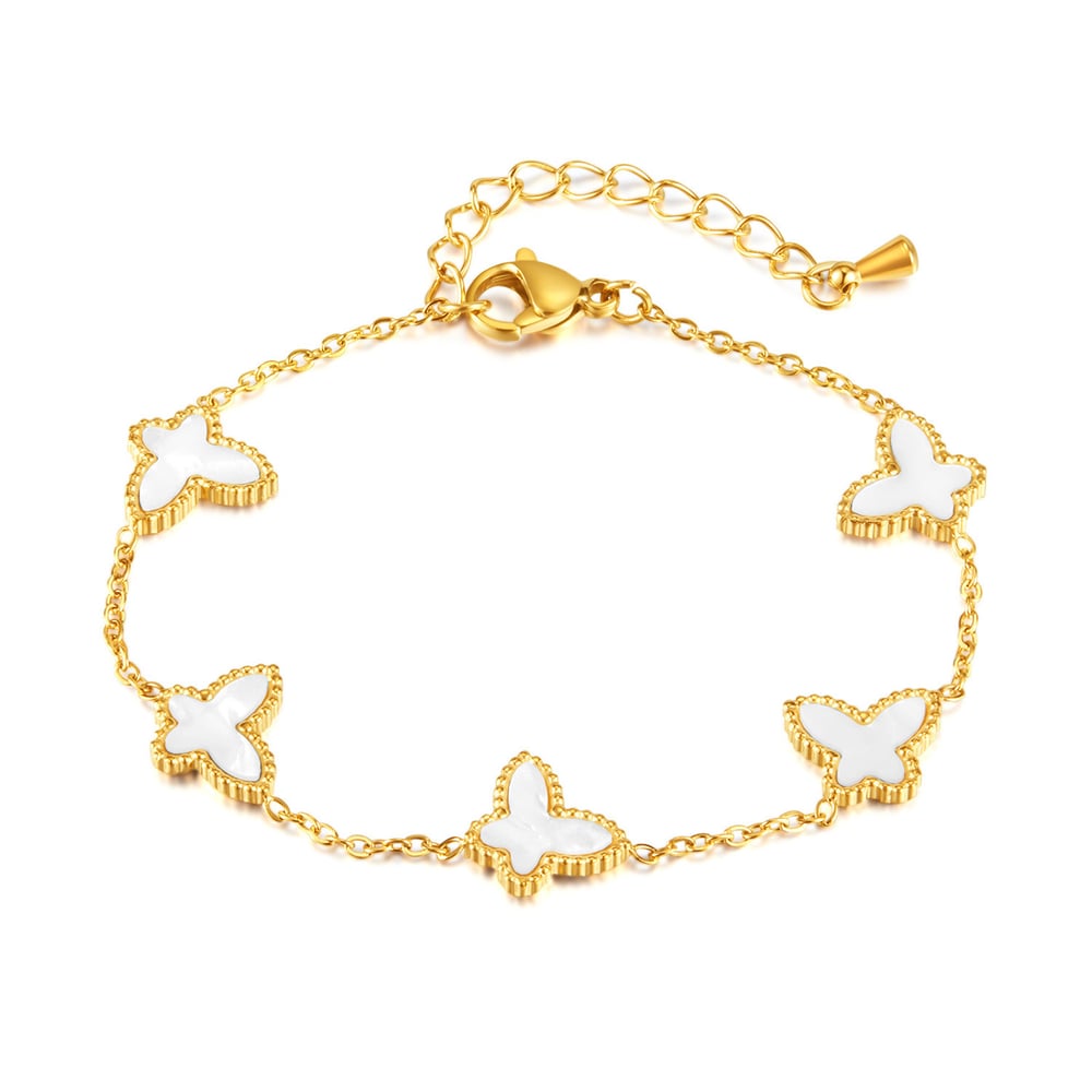 Schmetterlings-Charm-Armbänder aus Edelstahl in Goldfarbe
