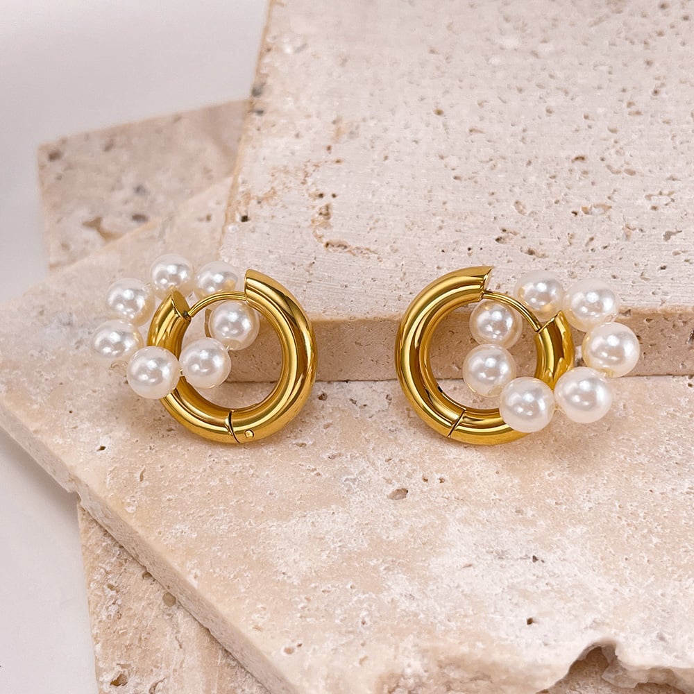 1 Paar einfache Serie täglich geometrische Edelstahl Gold Farbe Damen Tropfen Ohrringe Bild8