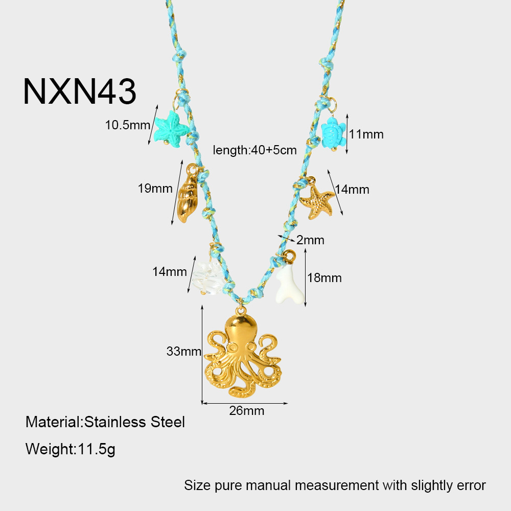 1 Pair Romantic Series Vacation Turtle Stainless Steel   Gold Color  Women's Pendant Necklaces