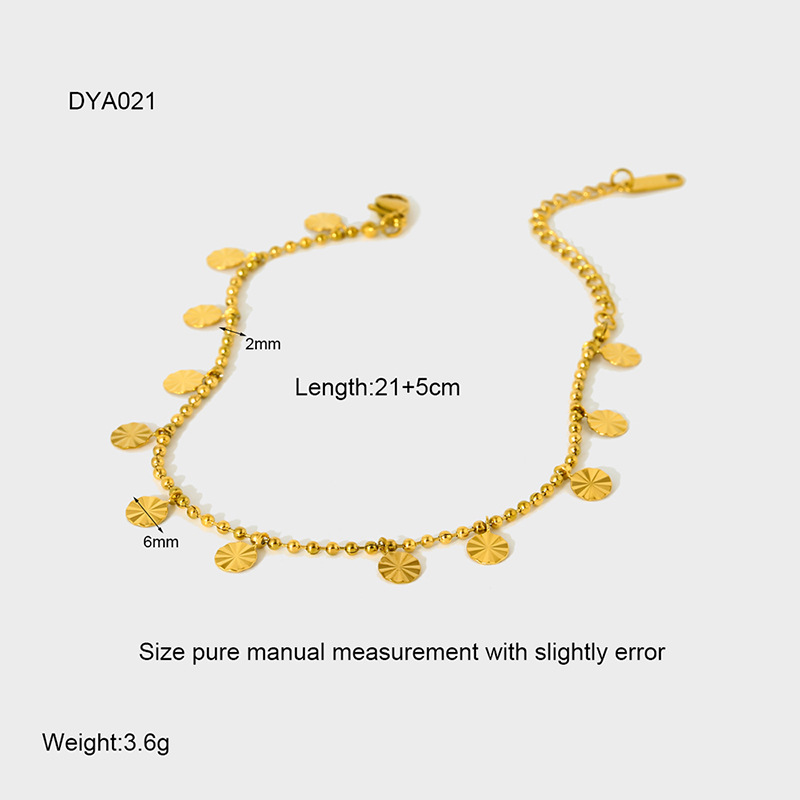 1 Pair Simple Series Daily Chain Stainless Steel   Gold Color  Anklets