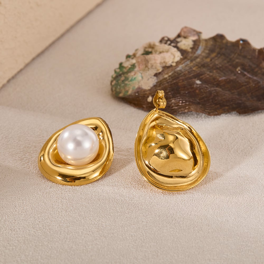 1 Paar Simple Series Tägliche geometrische Edelstahl Goldfarbene Damen-Ohrstecker Bild6