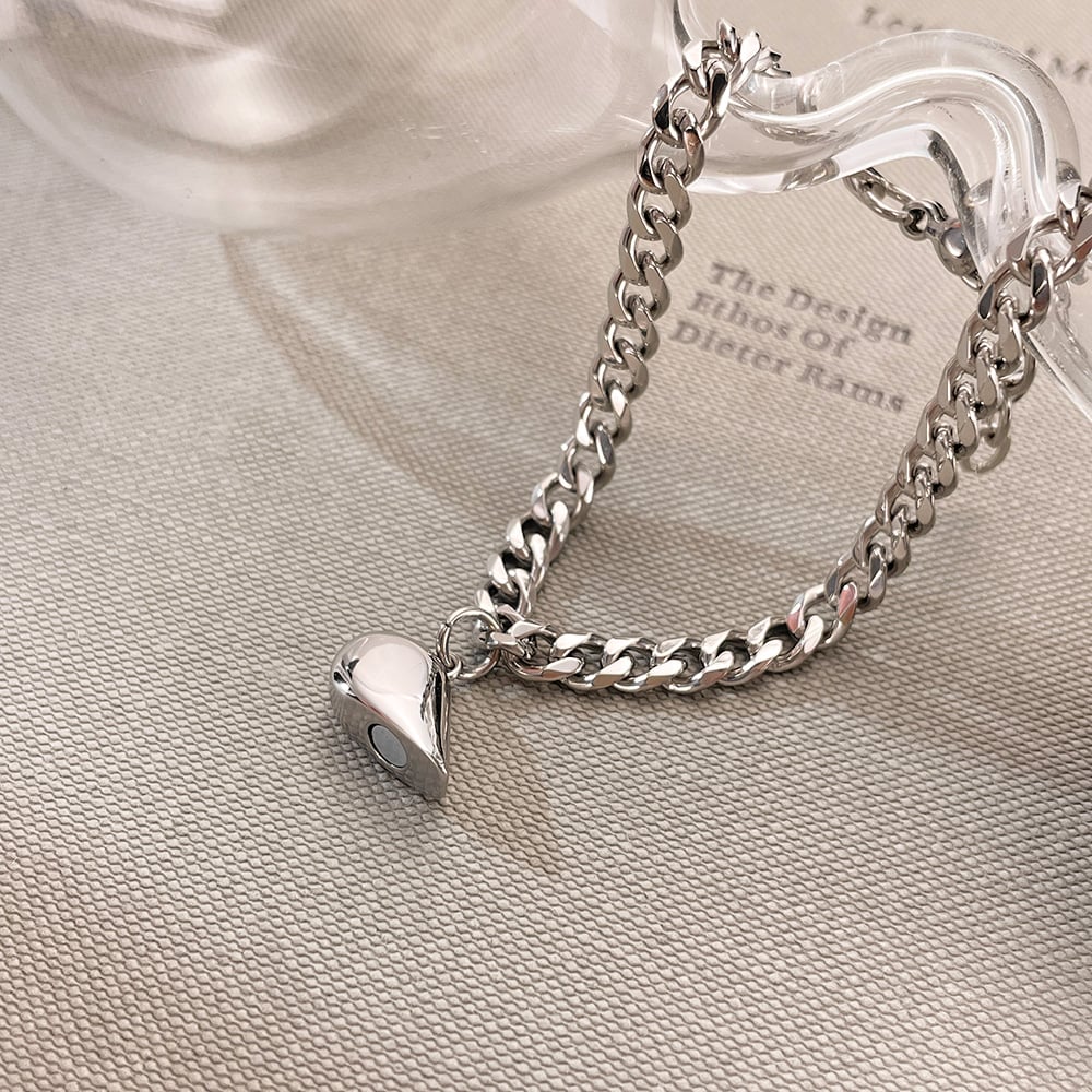 1 Stück Simple Series Tägliches Herz Edelstahl Paar Kettenarmbänder Bild5