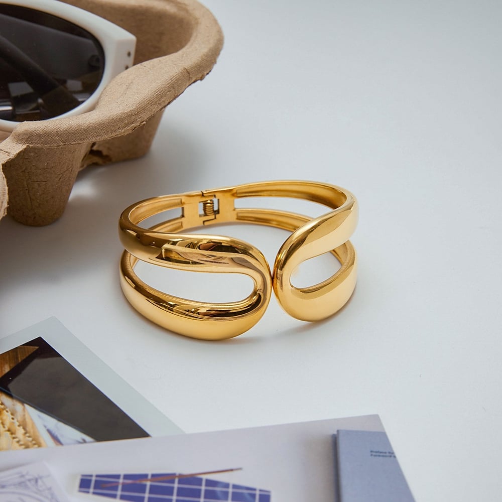 style stainless steel gold color  bangles h5Picture3