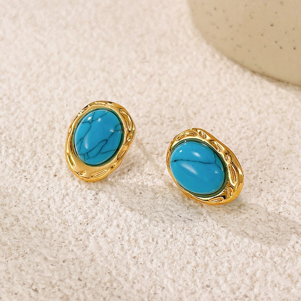 1 Paar einfache Serie lässig geometrische Edelstahl Gold Farbe Damen Ohrstecker h5Bild5