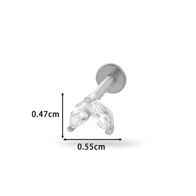 1 Piece Flower Stainless Steel Gold Color  Zircon Piercings Earrings Picture2