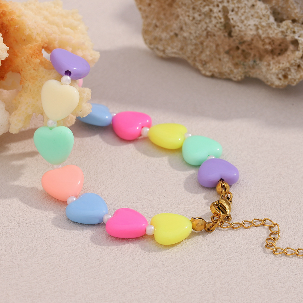 Romantic Series Sweet Heart Acrylic Women's Beaded Necklaces h5Picture4