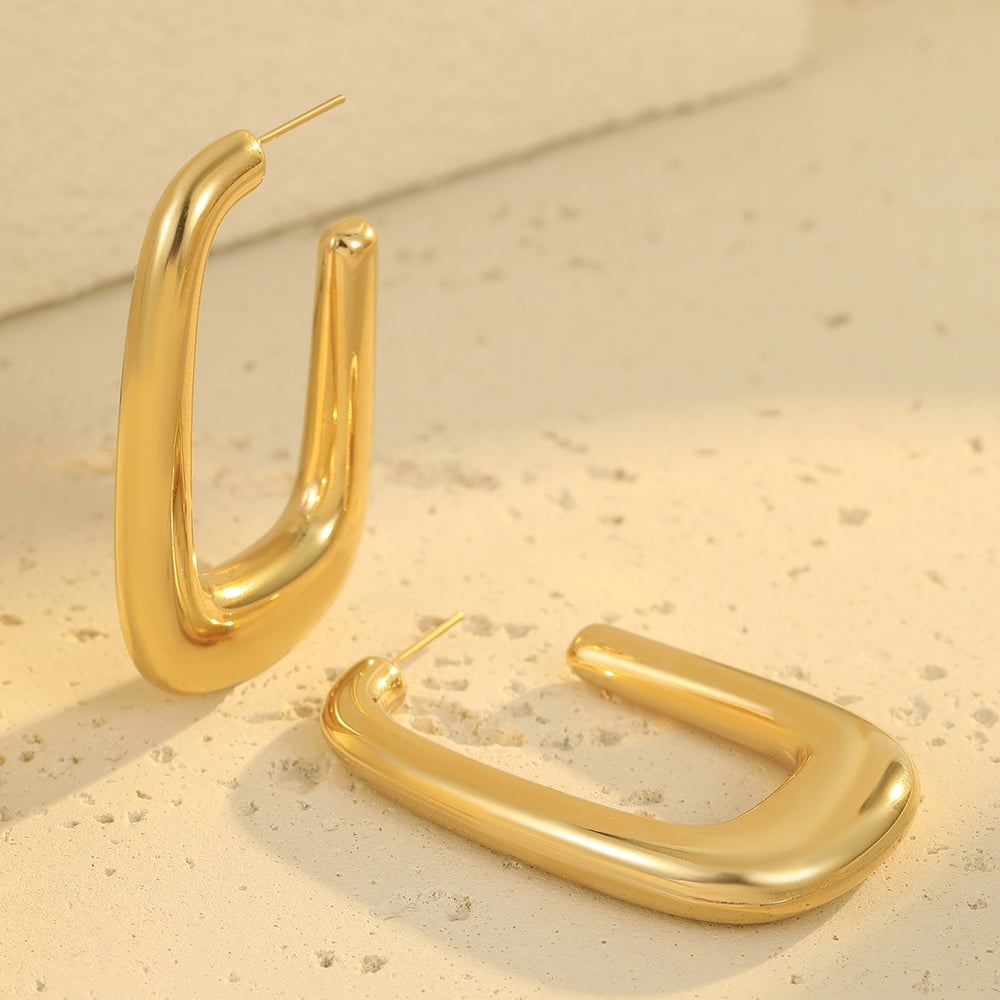 1 Pair Simple Series Simple Solid Color Stainless Steel Women's Hoop Earrings Picture3