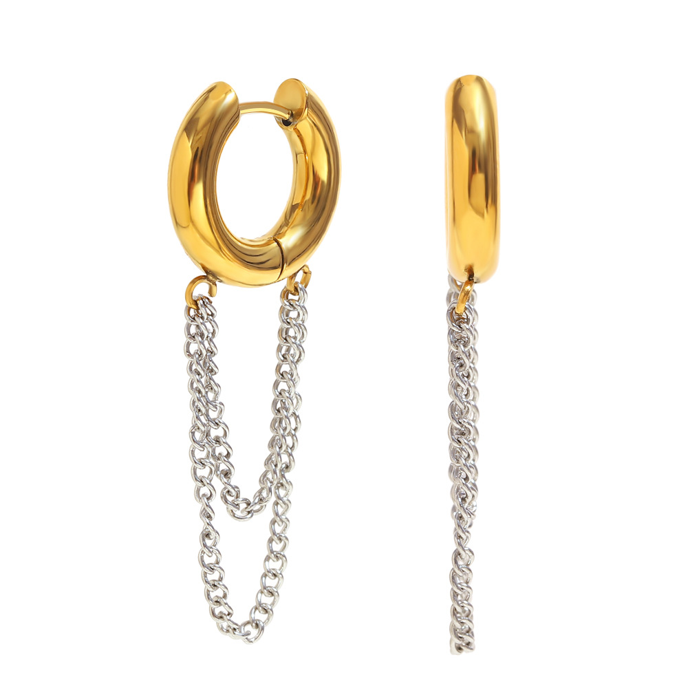 Simple Series Simple Tassel Stainless Steel Women's Hoop Earrings 
