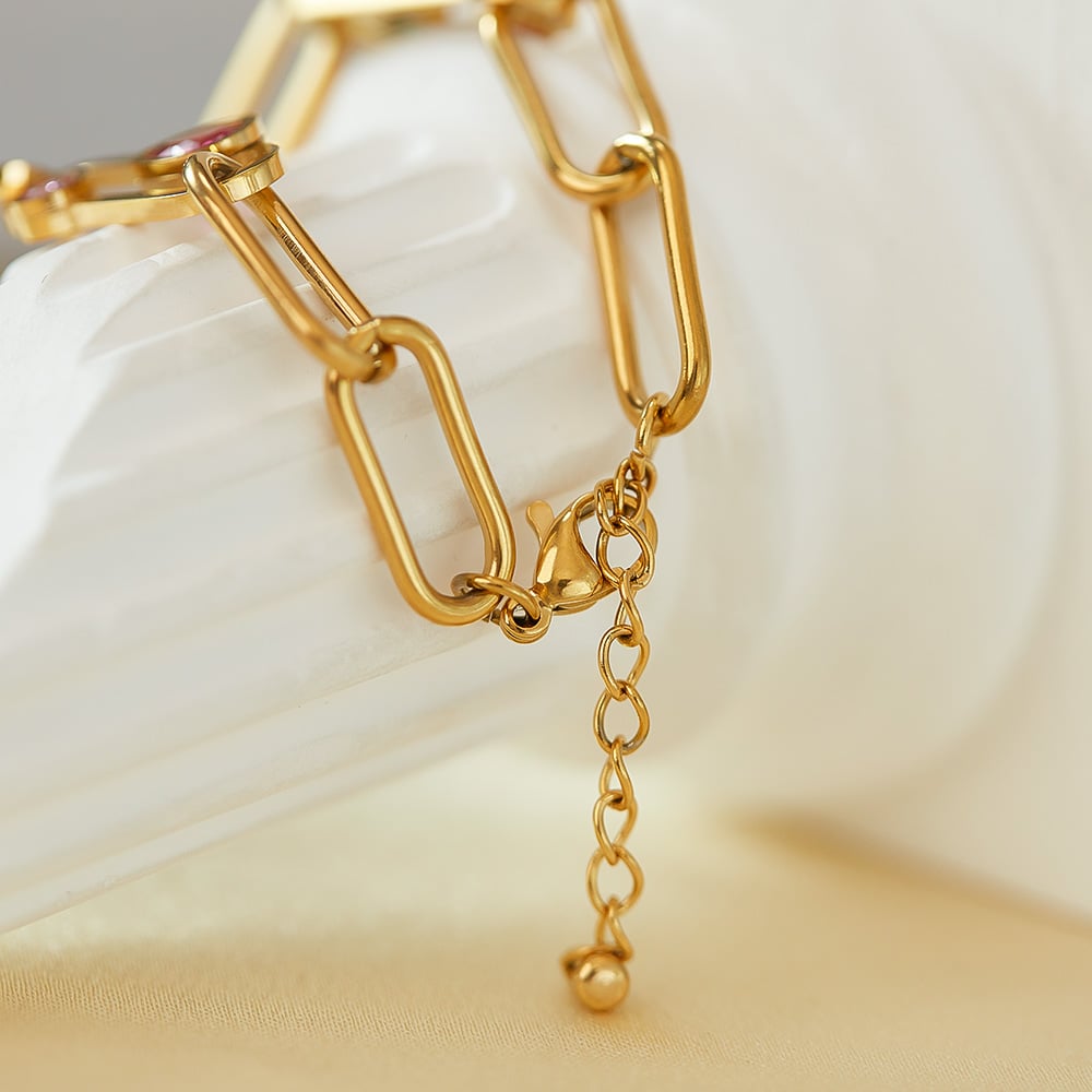 Simple Series Daily Edelstahl Goldfarbene Kettenarmbänder Bild4