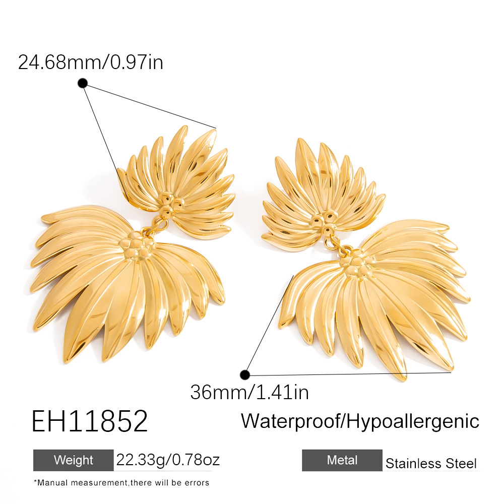 1 Pair Vacation Geometric Stainless Steel  Gold Color  Women's Drop Earrings Picture2