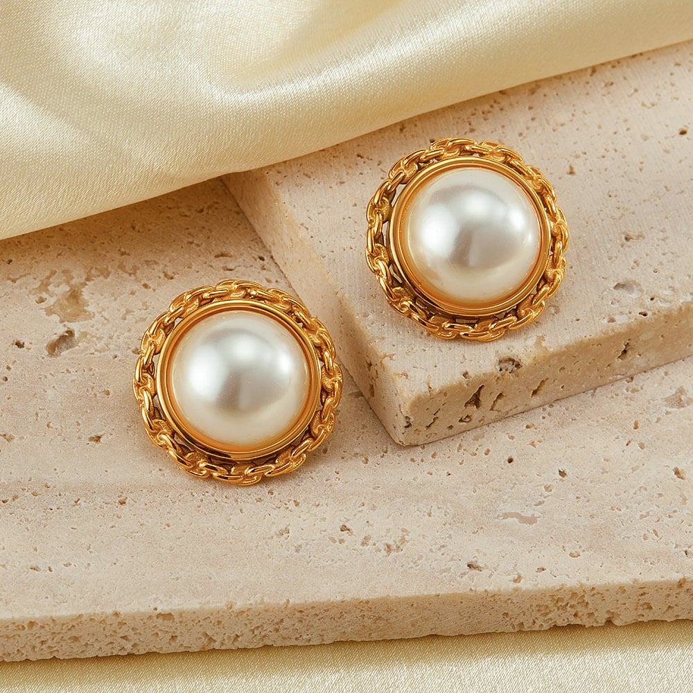 1 Paar Simple Series Tägliche geometrische Edelstahl Goldfarbene Damen-Ohrstecker Bild5