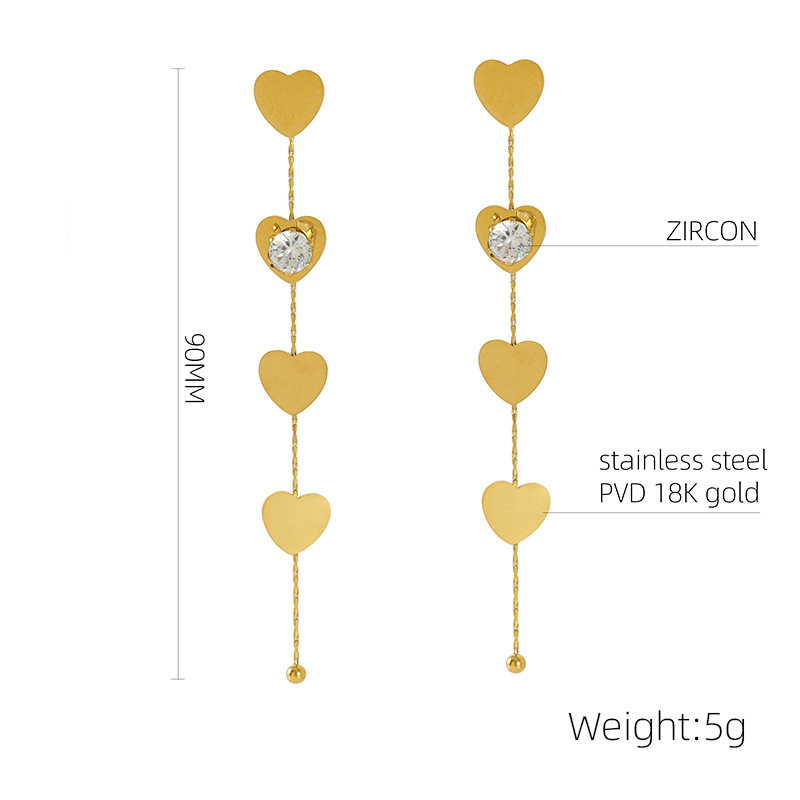 Tassel Stainless Steel Gold Color Dangle Earrings h5Picture2