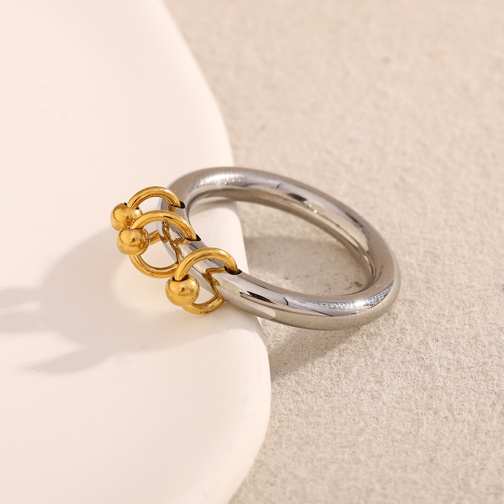 Simple Series Elegant Solid Color Stainless Steel Single Rings h5Picture2