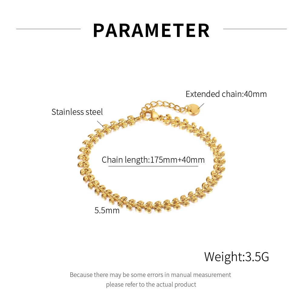 1 Stück Simple Series Tägliche geometrische Edelstahl Goldfarbene Damen-Kettenarmbänder h5Bild7