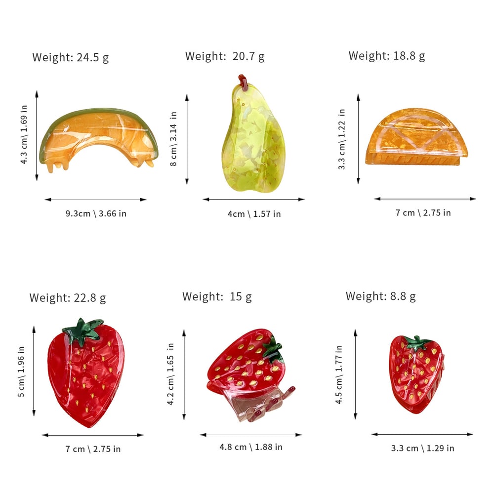 1 Piece Fresh - style Fruit Series  Acetate Women's Hair Claws h5Picture5