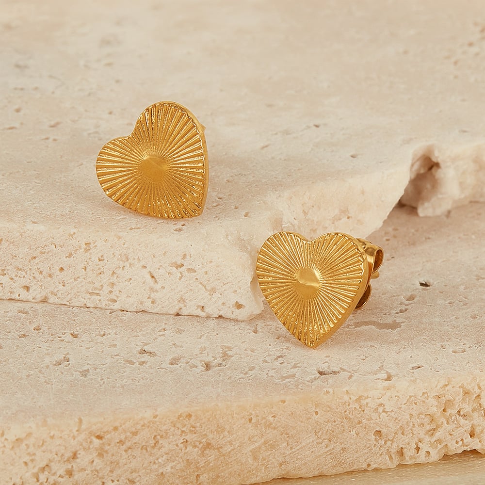 1 Paar Simple Series Daily Heart Edelstahl Goldfarben Damen Ohrstecker Bild5